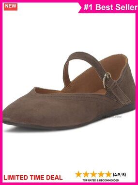 Suede Mary Jane Flats Almond Toe Buckle Casual Work Shoes